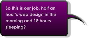 So this is our job, half an hour’s web design in the morning and 18 hours sleeping?